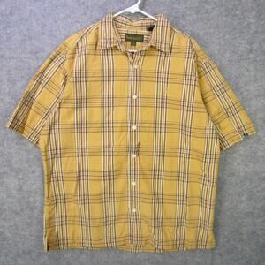Timberland Shirt Mens XL Yellow Plaid Short Sleeve Button Up Casual Outdoor